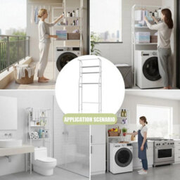 Over Toilet Storage Rack 3-Tier Bathroom Laundry Washing Machine Shelf Organizer - thumbnail 5