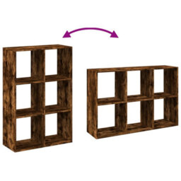 Berkfield Room Divider Bookcase Smoked Oak 69.5X29X103.5 Cm Engineered Wood - thumbnail 8