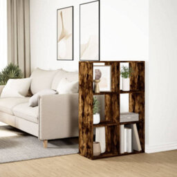 Berkfield Room Divider Bookcase Smoked Oak 69.5X29X103.5 Cm Engineered Wood - thumbnail 4