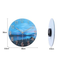 Living And Home 12 Inch Nordic Landscape Silent Wall Clock Frameless Tempered Glass Non Ticking Decorative Clock - thumbnail 7