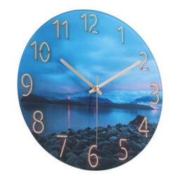Living And Home 12 Inch Nordic Landscape Silent Wall Clock Frameless Tempered Glass Non Ticking Decorative Clock - thumbnail 2
