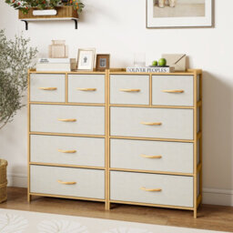 Costway Dresser For Bedroom 5-Drawer Bamboo Chest Of Drawers Vertical Storage Tower - thumbnail 5