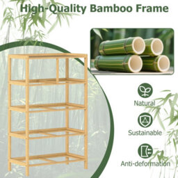 Costway Dresser For Bedroom 5-Drawer Bamboo Chest Of Drawers Vertical Storage Tower - thumbnail 8
