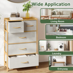 Costway Dresser For Bedroom 5-Drawer Bamboo Chest Of Drawers Vertical Storage Tower - thumbnail 9