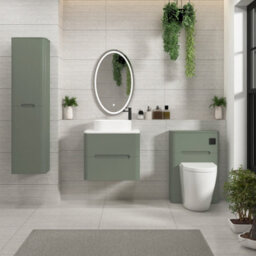 Royal Bathrooms Venice 600mm Sage Green Wall Mounted Bathroom Countertop Vanity Unit 2 Drawer With Peak Basin - thumbnail 4