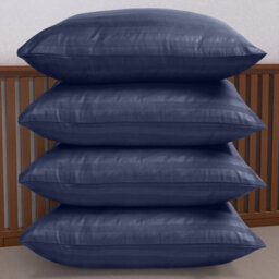 Moonlight Bedding Pillow Cover Set Of 8 Satin Stripe Pattern Microfiber Pillowcases Envelope Closure Bed Pillow Cover (Navy)