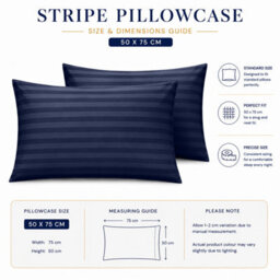 Moonlight Bedding Pillow Cover Set Of 8 Satin Stripe Pattern Microfiber Pillowcases Envelope Closure Bed Pillow Cover (Navy) - thumbnail 7