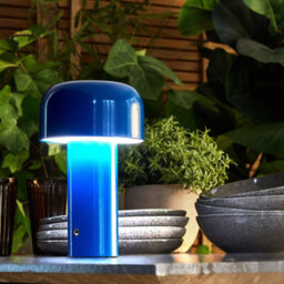 Wyld And Coco Blue Iron Wireless Table Lamp With Touch Dimmer And 3 Colour Temperatures, Gloss Finish, Compact 12 X 12 X 21 Cm - thumbnail 2