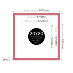 "20X20"" Pink Picture Frame - 20X20"" Square Frame With 17X17"" Mount For 20X20""/17X17"" Pictures Luxurious Style Room Decor, 1 Pack" - thumbnail 2