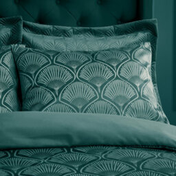Catherine Lansfield Bedding Art Deco Pearl Embellished Duvet Cover Set With Pillowcases Teal Green - thumbnail 2