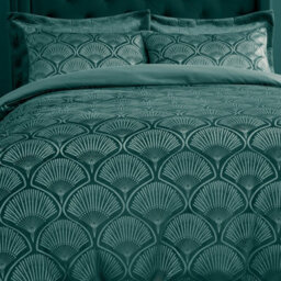 Catherine Lansfield Bedding Art Deco Pearl Embellished Duvet Cover Set With Pillowcases Teal Green - thumbnail 3