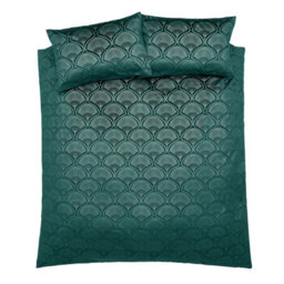 Catherine Lansfield Bedding Art Deco Pearl Embellished Duvet Cover Set With Pillowcases Teal Green - thumbnail 5