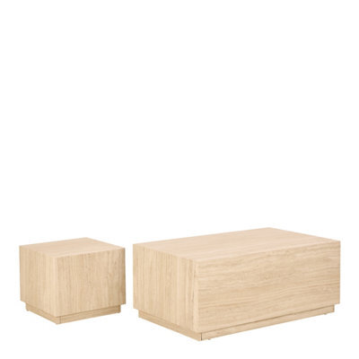 Furniture To Go Dice Square And Rectangular Coffee Table Set Of 2 In Travertine Rough Paper Effect - image 1