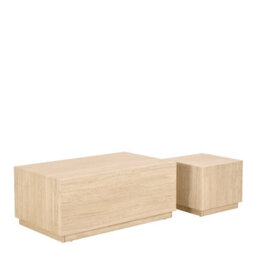 Furniture To Go Dice Square And Rectangular Coffee Table Set Of 2 In Travertine Rough Paper Effect - thumbnail 3