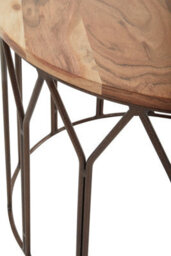 Orsina Natural Mango Wood Large Side Table, Round Wooden Side Table With Iron Frame, Functional Accent Table - thumbnail 4