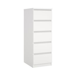 Tvilum Esla Matt White No Effect 5 Drawer Tall Chest (H)1113mm (W)404mm (D)500mm - thumbnail 2