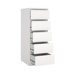 Tvilum Esla Matt White No Effect 5 Drawer Tall Chest (H)1113mm (W)404mm (D)500mm - thumbnail 5