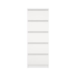 Tvilum Esla Matt White No Effect 5 Drawer Tall Chest (H)1113mm (W)404mm (D)500mm - thumbnail 3