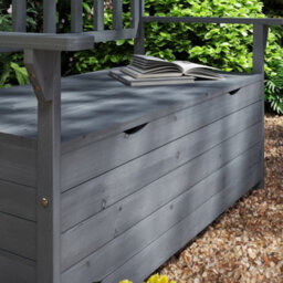 Outsunny Garden Storage Bench, 2 Seater Fir Wood Outdoor Bench, Dark Grey - thumbnail 9
