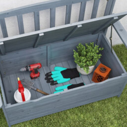 Outsunny Garden Storage Bench, 2 Seater Fir Wood Outdoor Bench, Dark Grey - thumbnail 8