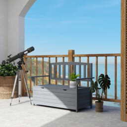 Outsunny Garden Storage Bench, 2 Seater Fir Wood Outdoor Bench, Dark Grey - thumbnail 7
