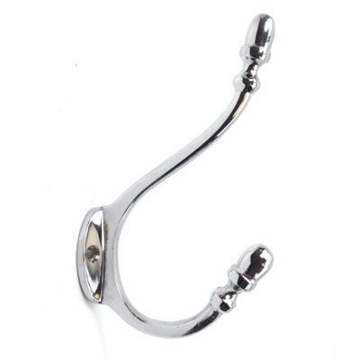 Oakcrafts - Acorn Design Coat Hook In Polished Chrome Finish - 130mm - Pack Of 5 Hooks - image 1