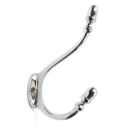 Oakcrafts - Acorn Design Coat Hook In Polished Chrome Finish - 130mm - Pack Of 5 Hooks - thumbnail 1