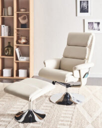 Beliani Massage Chair Legend With Footstool Faux Leather Light Beige - thumbnail 2