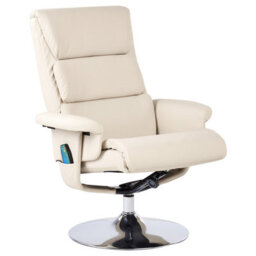 Beliani Massage Chair Legend With Footstool Faux Leather Light Beige - thumbnail 4