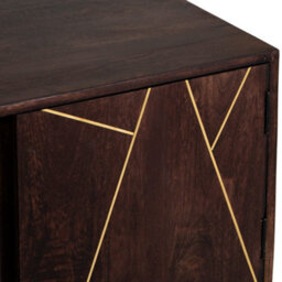 Loft Solid Wood And Metal Gold Legs 2 Shelves & 2 Doors Plasma Media Unit - thumbnail 8