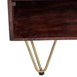 Loft Solid Wood And Metal Gold Legs 2 Shelves & 2 Doors Plasma Media Unit - thumbnail 6