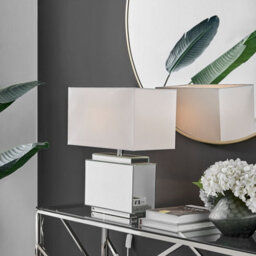 Furniturebox Saanvi Contemporary Mirrored Glass Table Lamp With Wide White Light Shade Including A Rated Energy Efficient Led Bulb