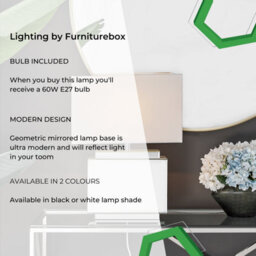 Furniturebox Saanvi Contemporary Mirrored Glass Table Lamp With Wide White Light Shade Including A Rated Energy Efficient Led Bulb - thumbnail 6