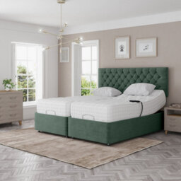 Madison Electric Adjustable Bed Set Fabric Pocket Sprung Mattress Chesterfield Headboard - thumbnail 1