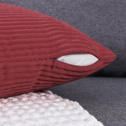 "Deconovo Set Of 2 Super Soft Corduroy Cushion Covers Wine Red 16""x16""" - thumbnail 3