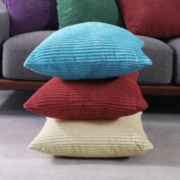 "Deconovo Set Of 2 Super Soft Corduroy Cushion Covers Wine Red 16""x16""" - thumbnail 4