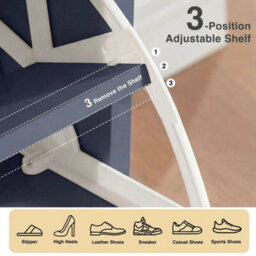 Blue 3 Drawers Shoes Cabinet Storage Shoe Rack Wooden Stand Cupboard Unit Organiser - thumbnail 3