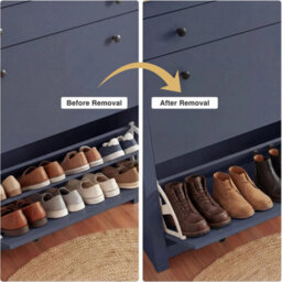 Blue 3 Drawers Shoes Cabinet Storage Shoe Rack Wooden Stand Cupboard Unit Organiser - thumbnail 4