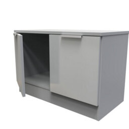 Poole Compact 2 Door Tv & Media Unit In Uniform Grey Gloss & Dusk Grey (Ready Assembled) - thumbnail 6