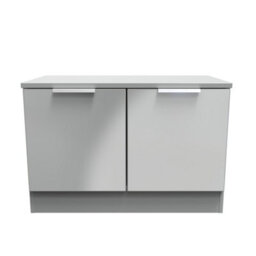 Poole Compact 2 Door Tv & Media Unit In Uniform Grey Gloss & Dusk Grey (Ready Assembled) - thumbnail 2