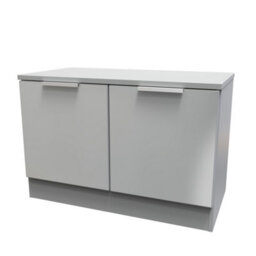 Poole Compact 2 Door Tv & Media Unit In Uniform Grey Gloss & Dusk Grey (Ready Assembled) - thumbnail 4