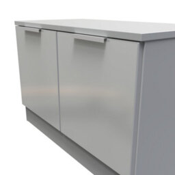 Poole Compact 2 Door Tv & Media Unit In Uniform Grey Gloss & Dusk Grey (Ready Assembled) - thumbnail 5