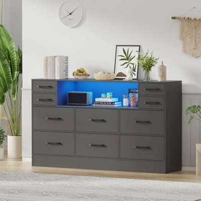Grey 10 Drawers Chest Of Drawers Bedside Cabinet Storage Bedroom - image 1