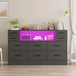 Grey 10 Drawers Chest Of Drawers Bedside Cabinet Storage Bedroom - thumbnail 4