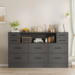 Grey 10 Drawers Chest Of Drawers Bedside Cabinet Storage Bedroom - thumbnail 3