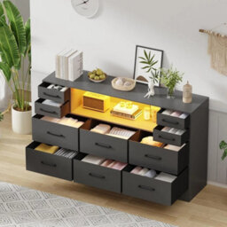 Grey 10 Drawers Chest Of Drawers Bedside Cabinet Storage Bedroom - thumbnail 2