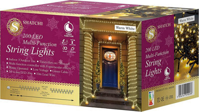 Shatchi 200 Warm White Leds Multifunction Timer Outdoor String Fairy Lights 20M - image 1