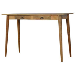 Artisan Furniture Solid Wood 2 Drawer Nordic Writing Desk, Beige - thumbnail 4