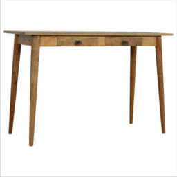 Artisan Furniture Solid Wood 2 Drawer Nordic Writing Desk, Beige - thumbnail 3