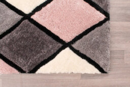 Geometric Blush Shaggy Geometric Optical Modern Sparkle Rug For Living Room And Bedroom-80Cm X 150Cm - thumbnail 4